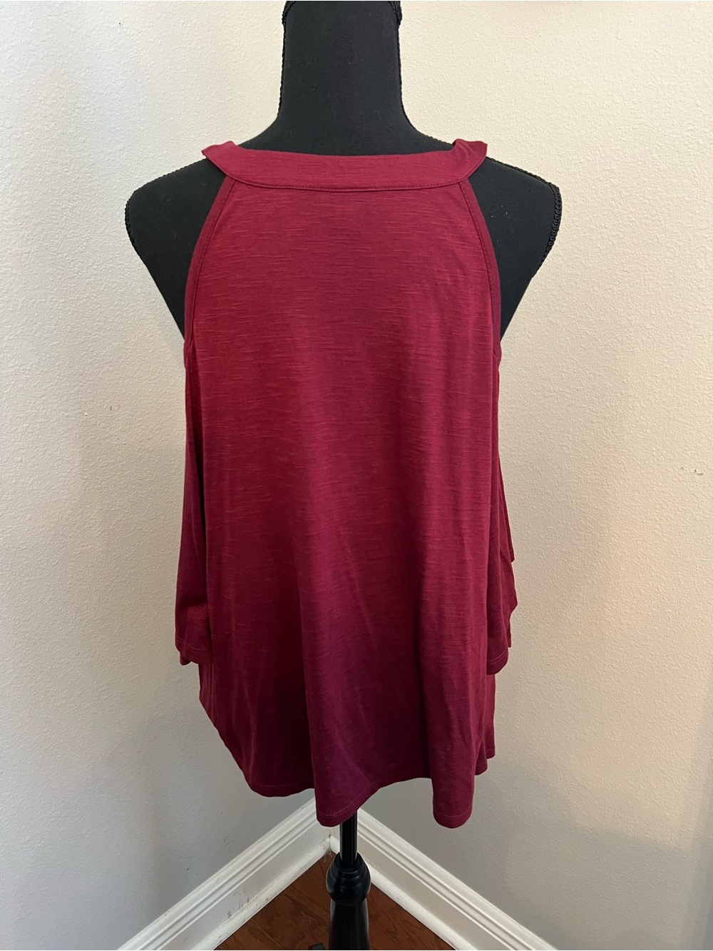 Torrid Wine Lace Yoke Cold Shoulder Blouse - Size 00 (10) - Picture 4 of 6